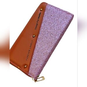 Madley Sparkly Pink Glitter & Faux Leather Zip Wallet - NWT ✨
